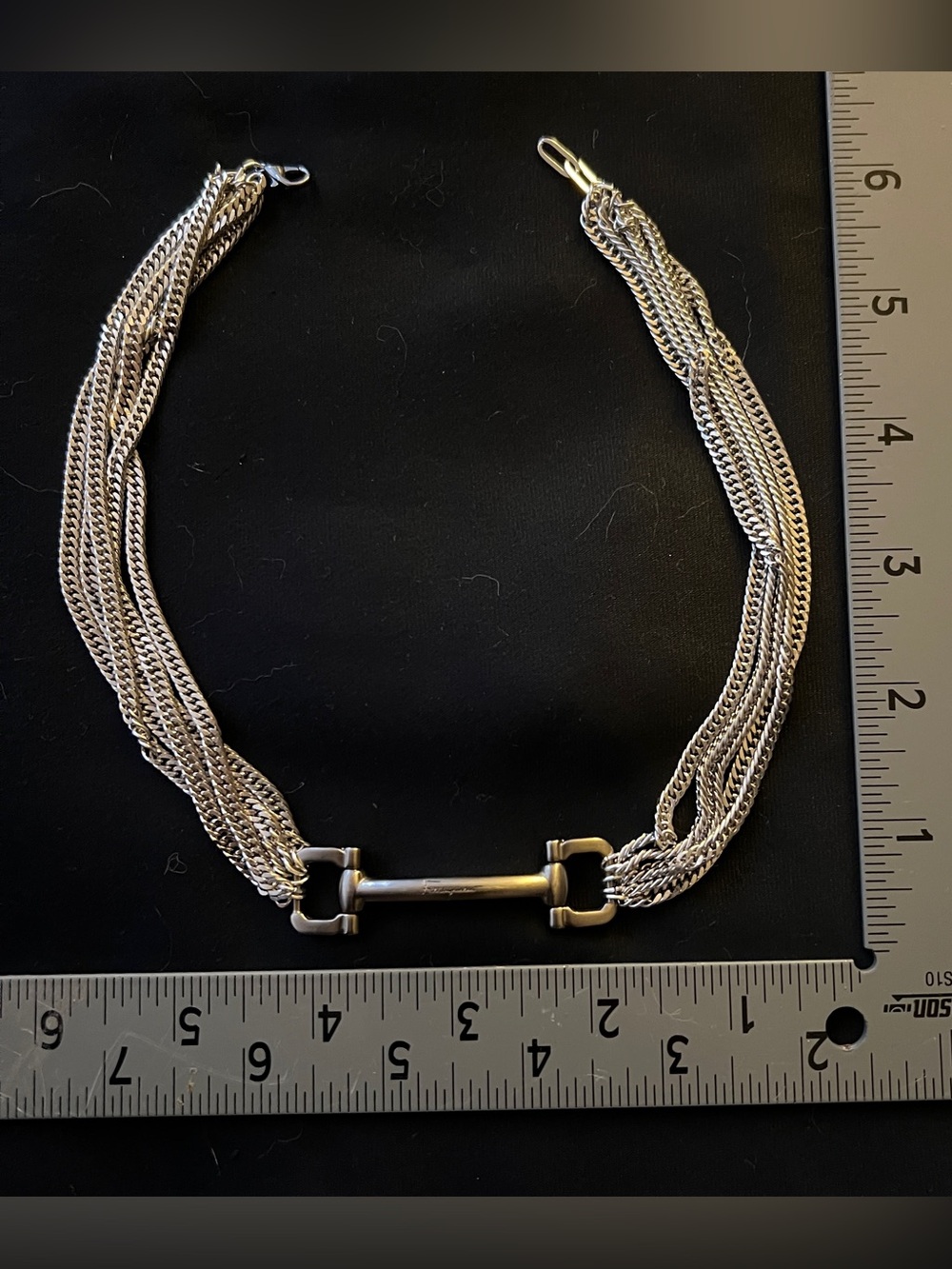 Salvatore Ferragamo Custom Necklace | Gunmetal Horsebit Hardware 15-16ā - Picture 7 of 10